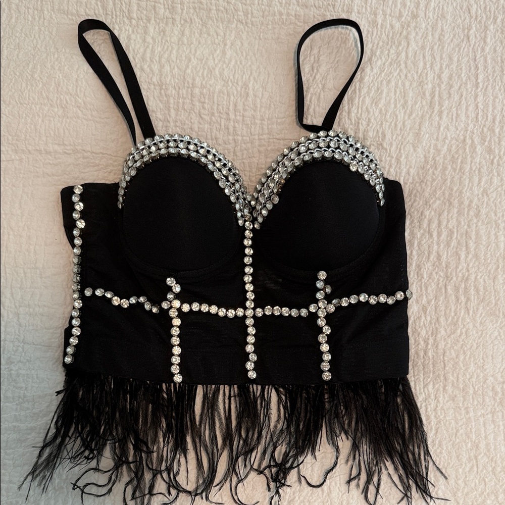 Amazon Black Rhinestone Embellished Tank Top